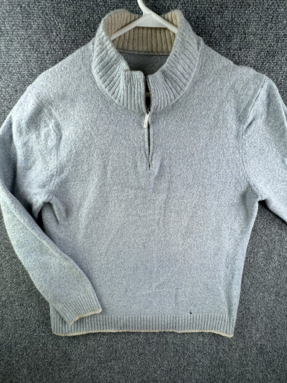 Tommy Bahama Women Light Blue Wool Blend Sweater 1/4 Zip XL Adult Long Sleeve **